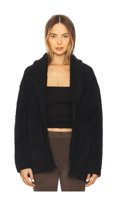 Barefoot Dreams Cozychic Shearling Buttoned Jacket In Black