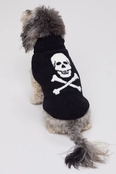 Barefoot Dreams Cozychic® Skull And Bones Pet Sweater In Black