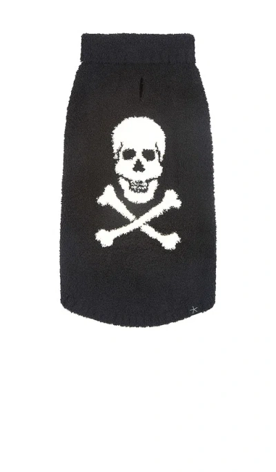 Barefoot Dreams Cozychic Skull And Bones Pet Sweater In Black & Cream