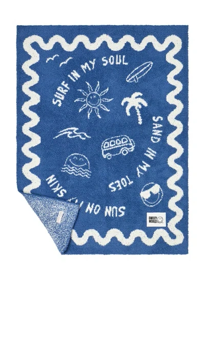 Barefoot Dreams Cozychic Smileyworld Surf Stroller Blanket In Blue