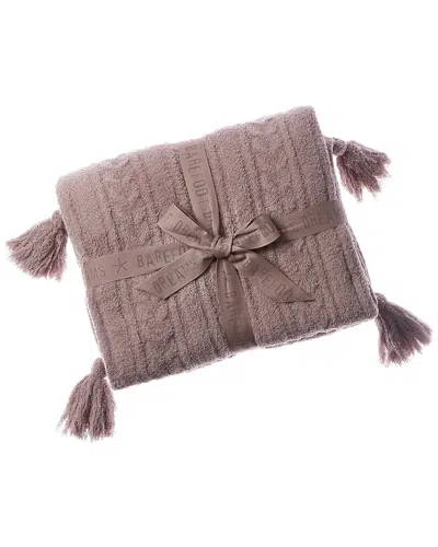 Barefoot Dreams Cozychic Solid Cable Blanket With Tassels In Brown