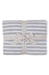 Barefoot Dreams Cozychic Split Stripes Blanket In Sea Salt-linen