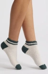 Barefoot Dreams Cozychic® Stripe Ankle Socks In Sand Dune-deep Juniper