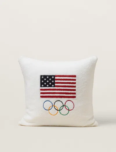 Barefoot Dreams Cozychic® Team Usa Flag Olympic Ring Pillow In Pearl Multi
