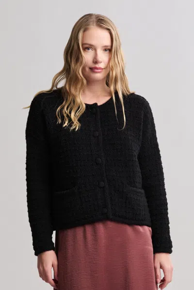 Barefoot Dreams Cozychic® Textured Button Front Cardigan In Black