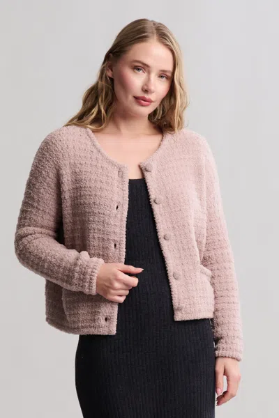 Barefoot Dreams Cozychic® Textured Button Front Cardigan In Pink
