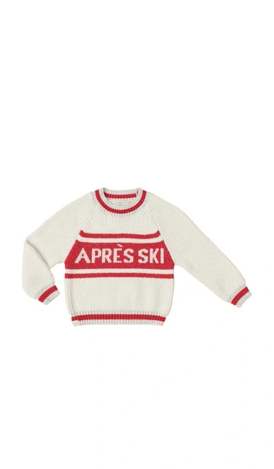 Barefoot Dreams Cozychic Toddler Apres Pullover In Cream/americana Red