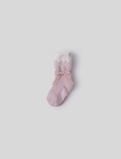 Barefoot Dreams Babies' Cozychic® Toddler Fair Isle Sock In Dusty Rose / Cream