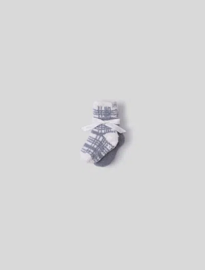 Barefoot Dreams Babies' Cozychic® Toddler Plaid Sock Set In Moonbeam / Cream