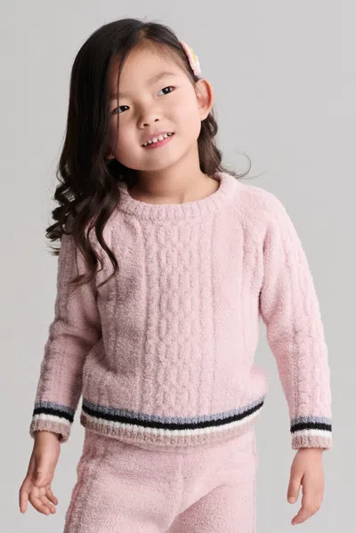Barefoot Dreams Babies' Cozychic® Toddler Sporty Rib Cable Pullover In Pink
