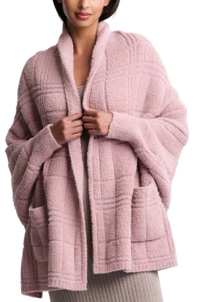 Barefoot Dreams Cozychic® Tonal Plaid Open Front Cardigan In Pink