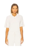 Barefoot Dreams Cozychic Ulra Light Rolled Edge Short Sleeve In Sand Dune & Pearl