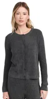 Barefoot Dreams Cozychic Ultra Light Ribbed Button Cardigan Carbon In Carbon