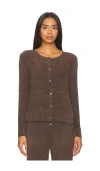 Barefoot Dreams Cozychic Ultra Light Ribbed Button Cardigan In Java