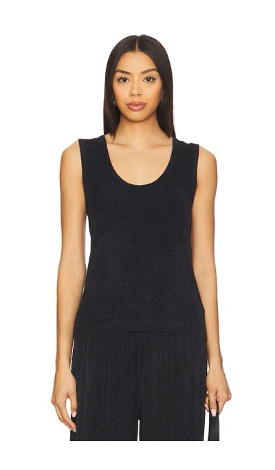 Barefoot Dreams Cozychic Ultra Light Scoop Neck Tank In Black
