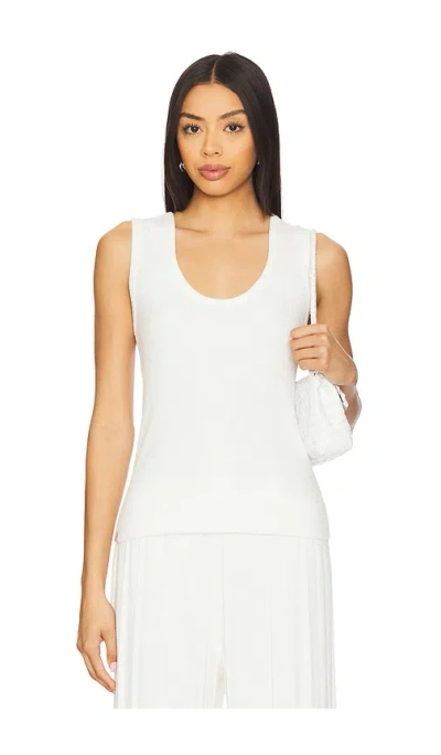 Barefoot Dreams Cozychic Ultra Light Scoop Neck Tank In White