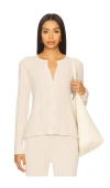 Barefoot Dreams Cozychic Ultra Lite Cable Knit Cardigan With Ruffle In Multi