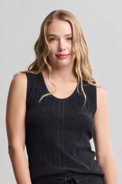 Barefoot Dreams Cozychic Ultra Lite® Cable Knit Tank In Black