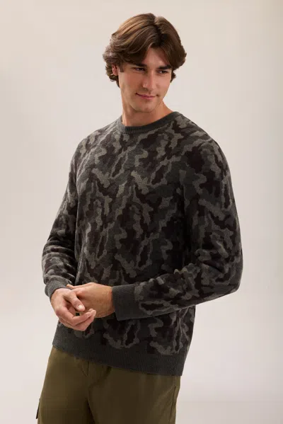 Barefoot Dreams Camo Crewneck Sweatshirt In Gray