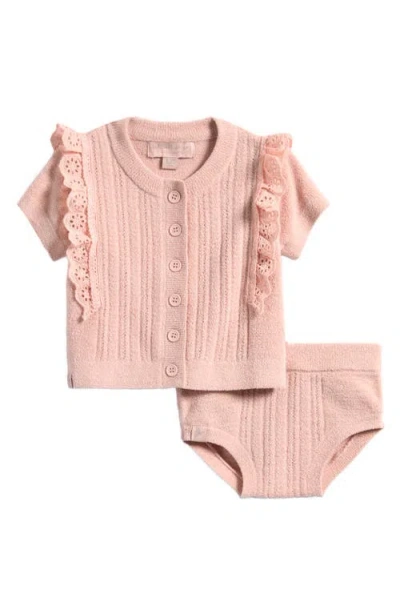 Barefoot Dreams Babies'  Cozychic® Ultra Lite Cardigan And Bottoms Set In Pink
