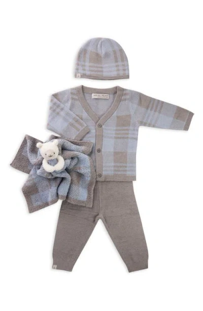 Barefoot Dreams Babies'  Cozychic Ultra Lite™ Cardigan, Pants, Beanie & Blanket Set In Sky/dove Gray