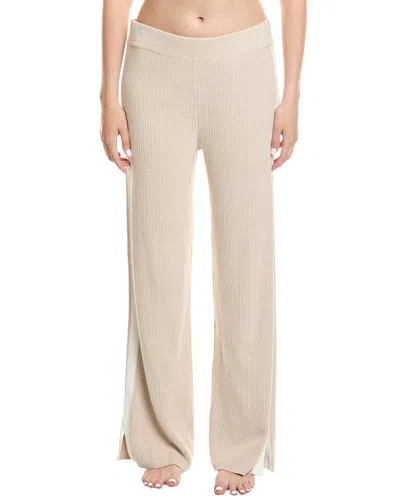 Barefoot Dreams Cozychic Ultra Lite Contrast Ribbed Slit Pant In Neutral