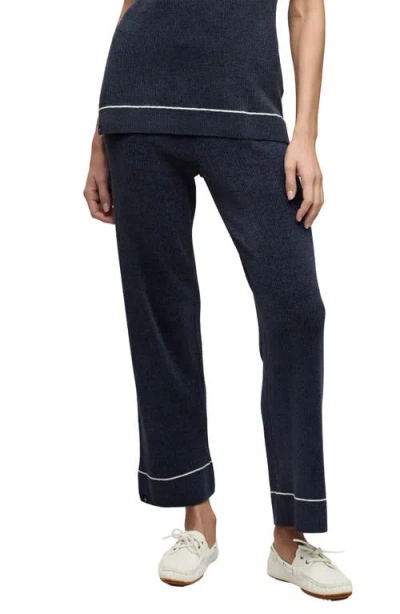 Barefoot Dreams Cozychic® Ultra Lite® Contrast Stripe Rib Ankle Pants In Blue