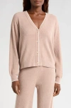 Barefoot Dreams Cozychic® Ultra Lite® Contrast Stripe Ribbed Cardigan In Feather/pearl