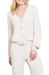 Barefoot Dreams Cozychic® Ultra Lite® Contrast Stripe Ribbed Cardigan In Stone/pearl