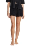 Barefoot Dreams ® Cozychic® Ultra Lite® Short Sleeve Button-up Shirt In Black