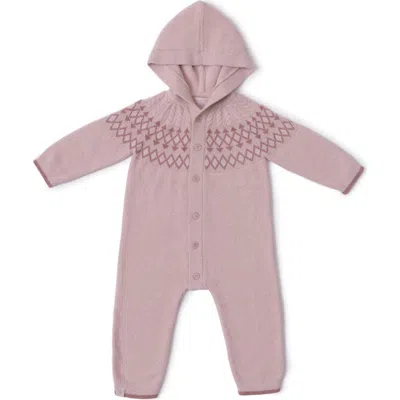 Barefoot Dreams Babies'  Cozychic™ Ultra Lite® Fair Isle Hooded Romper In Pink