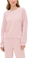 Barefoot Dreams Cozychic Ultra Lite Heartbeat Stripe Pullover Pink Peonie/pearl In Pink Peonie/pearl