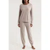 Barefoot Dreams Cozychic Ultra Lite Crewneck Pajama Set In Beach Rock