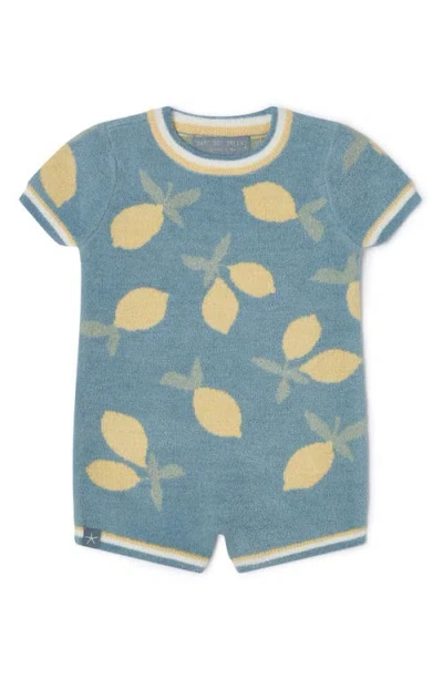 Barefoot Dreams Babies'  Cozychic® Ultra Lite Lemon Print Romper In Blue