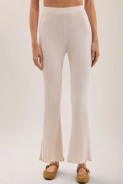 Barefoot Dreams Cozychic Ultra Lite® Petal Edge Rib Kick Flare Ankle Pant In Sand Dune