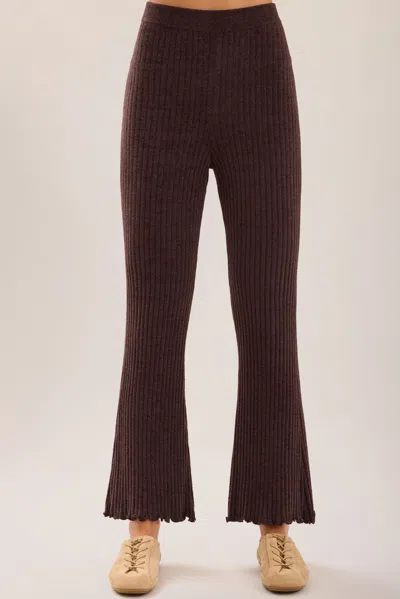 Barefoot Dreams Cozychic Ultra Lite® Petal Edge Rib Kick Flare Ankle Pant In Umber