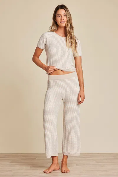 Barefoot Dreams Cozychic Ultra Lite® Pointelle Crop Pant In Stone / Pearl