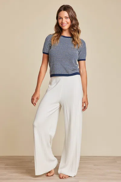 Barefoot Dreams Cozychic Ultra Lite® Pointelle Short Sleeve In Marine / Pearl