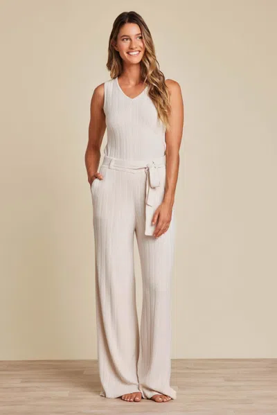 Barefoot Dreams Cozychic Ultra Lite® Rib Belted Pant In Neutral