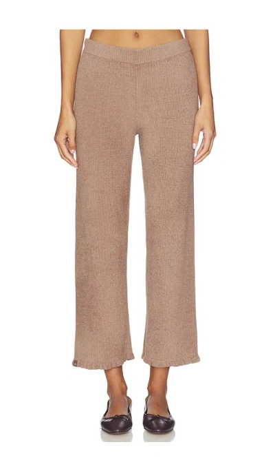 Barefoot Dreams Cozychic Ultra Lite Rib Ruffle Hem Ankle Pant In Sable