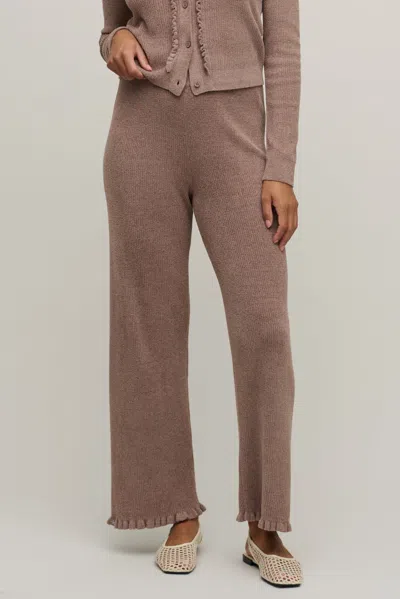 Barefoot Dreams Cozychic Ultra Lite® Rib Ruffle Hem Ankle Pant In Sable