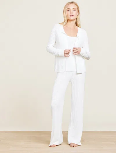 Barefoot Dreams Cozychic Ultra Lite® Ribbed Button Cardigan In White