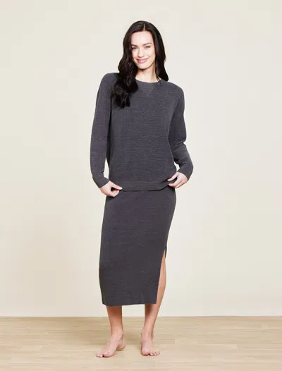 Barefoot Dreams Cozychic Ultra Lite® Ribbed Midi Skirt In Carbon