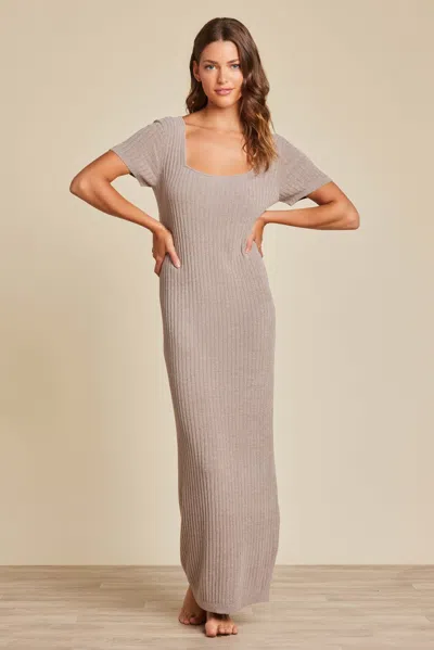 Barefoot Dreams Cozychic Ultra Lite® Ribbed Short Sleeve Dress In Beach Rock