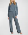 Barefoot Dreams Cozychic Ultra Lite Ribbed Mock-neck Pullover In Blue Cove
