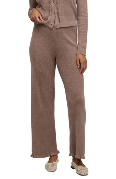 Barefoot Dreams Cozychic® Ultra Lite® Ruffle Rib Ankle Pajama Pants In Brown
