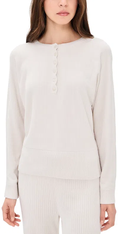 Barefoot Dreams Cozychic Ultra Lite Scallop Henley Top Sand Dune In Neutral