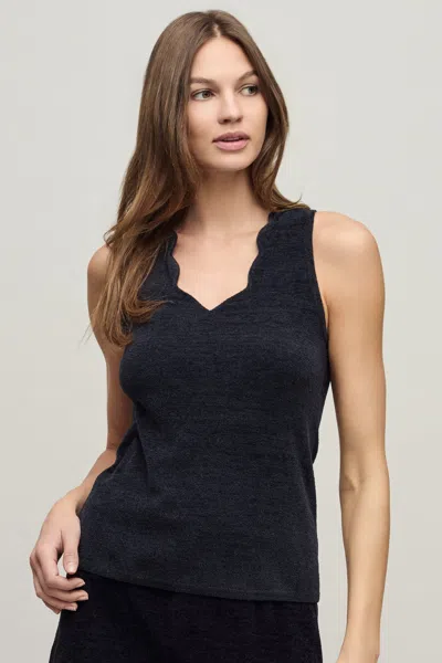 Barefoot Dreams Cozychic Ultra Lite® Scallop V-neck Tank In Black