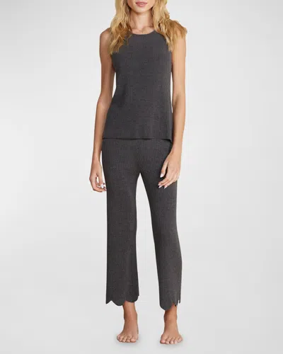 Barefoot Dreams Cozychic Ultra Lite Scalloped Lounge Trousers In Carbon