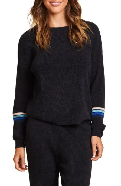 Barefoot Dreams Cozychic® Ultra Lite® Stripe Pullover In Black Multi